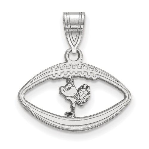 Sterling Silver Rhodium-plated LogoArt Virginia Tech HokieBird Football Pendant