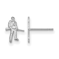 Sterling Silver Rhodium-plated LogoArt West Virginia University Mountaineer Extra Small Post Earrings view 1