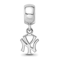 Sterling Silver Rhodium Plated Major League Baseball LogoArt New York Yankees N-y Dangle Bead view 3