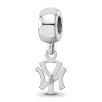 Sterling Silver Rhodium Plated Major League Baseball LogoArt New York Yankees N-y Dangle Bead view 5