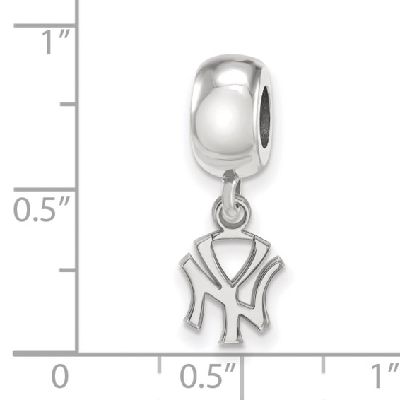 Sterling Silver Rhodium Plated Major League Baseball LogoArt New York Yankees N-Y Dangle Bead