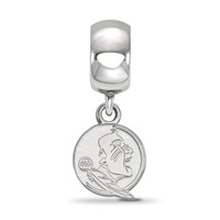 Sterling Silver Rhodium-plated LogoArt Florida State University Seminole Extra Small Dangle Bead Charm view 2