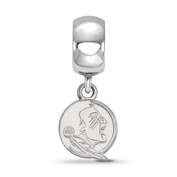 Sterling Silver Rhodium-plated LogoArt Florida State University Seminole Extra Small Dangle Bead Charm