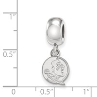 Sterling Silver Rhodium-plated LogoArt Florida State University Seminole Extra Small Dangle Bead Charm view 3