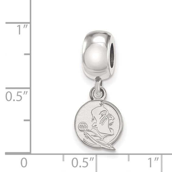 Sterling Silver Rhodium-plated LogoArt Florida State University Seminole Extra Small Dangle Bead Charm