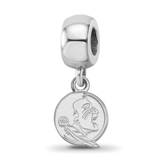 Sterling Silver Rhodium-plated LogoArt Florida State University Seminole Extra Small Dangle Bead Charm