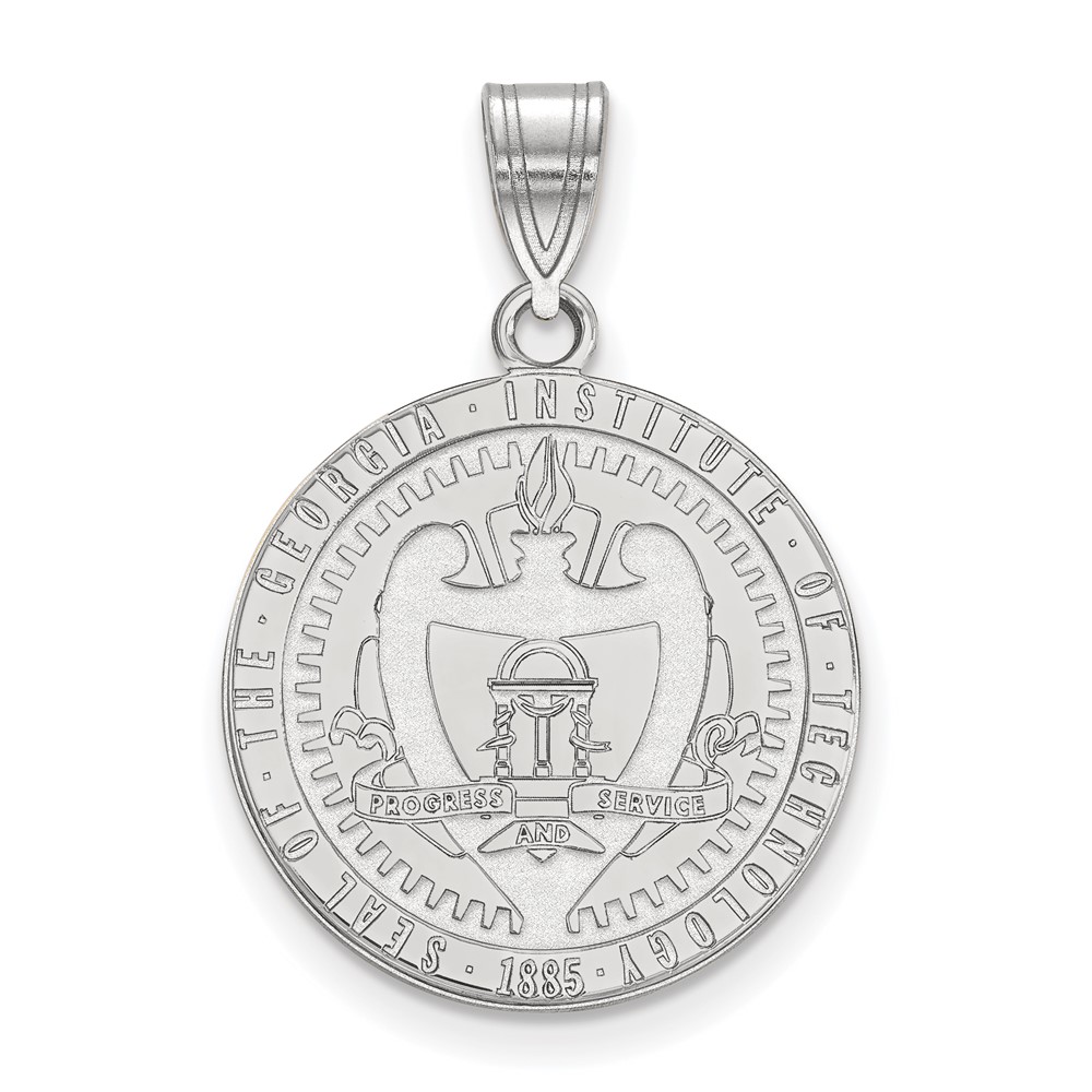 Sterling Silver Rhodium-plated LogoArt Georgia Institute of Technology Large Crest Pendant