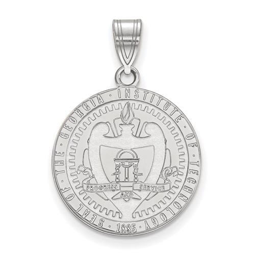 Sterling Silver Rhodium-plated LogoArt Georgia Institute of Technology Large Crest Pendant
