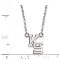 Sterling Silver Rhodium-plated LogoArt Kansas State University K-s Small Pendant Necklace, 18" view 3