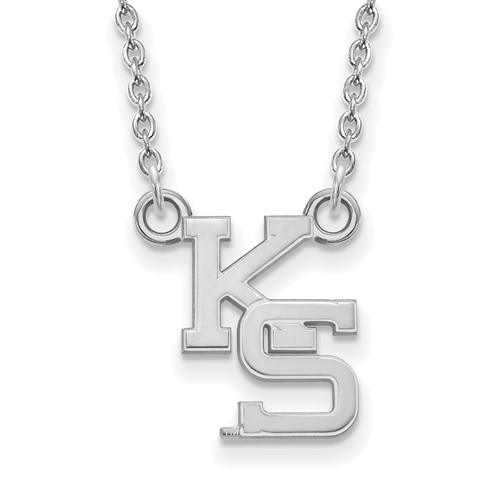 Sterling Silver Rhodium-plated LogoArt Kansas State University K-s Small Pendant Necklace, 18"