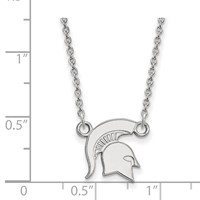 Sterling Silver Rhodium-plated LogoArt Michigan State University Spartan Small Pendant Necklace, 18" view 2