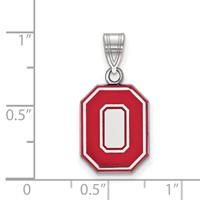 Sterling Silver Rhodium-plated LogoArt the Ohio State University Letter O Medium Enameled Pendant view 2