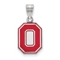 Sterling Silver Rhodium-plated LogoArt the Ohio State University Letter O Medium Enameled Pendant view 1