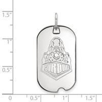 Sterling Silver Rhodium-plated LogoArt Purdue University Boilermakers Train Logo Small Dog Tag Pendant view 2