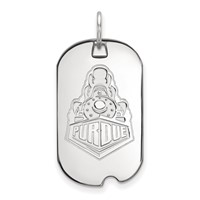 Sterling Silver Rhodium-plated LogoArt Purdue University Boilermakers Train Logo Small Dog Tag Pendant view 1