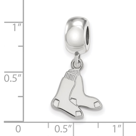 Sterling Silver Rhodium Plated Major League Baseball LogoArt Boston Red Sox Small Dangle Bead