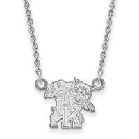 Sterling Silver Rhodium-plated LogoArt University of Kentucky U-k Wildcat Small Pendant Necklace, 18" view 1