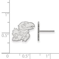 Sterling Silver Rhodium-plated LogoArt University of Kansas Jayhawk Small Post Earrings view 2