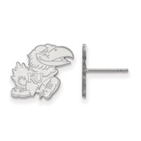 Sterling Silver Rhodium-plated LogoArt University of Kansas Jayhawk Small Post Earrings view 1