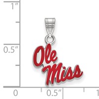 Sterling Silver Rhodium-plated LogoArt University of Mississippi Ole Miss Small Enameled Pendant view 2