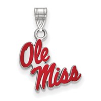 Sterling Silver Rhodium-plated LogoArt University of Mississippi Ole Miss Small Enameled Pendant view 1