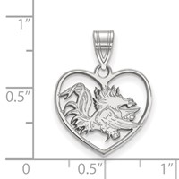 Sterling Silver Rhodium-plated LogoArt University of South Carolina Gamecock Heart Pendant view 2