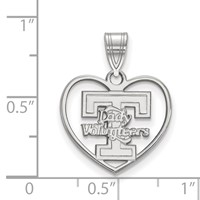 Sterling Silver Rhodium-plated LogoArt University of Tennessee Lady Volunteers Heart Pendant view 2