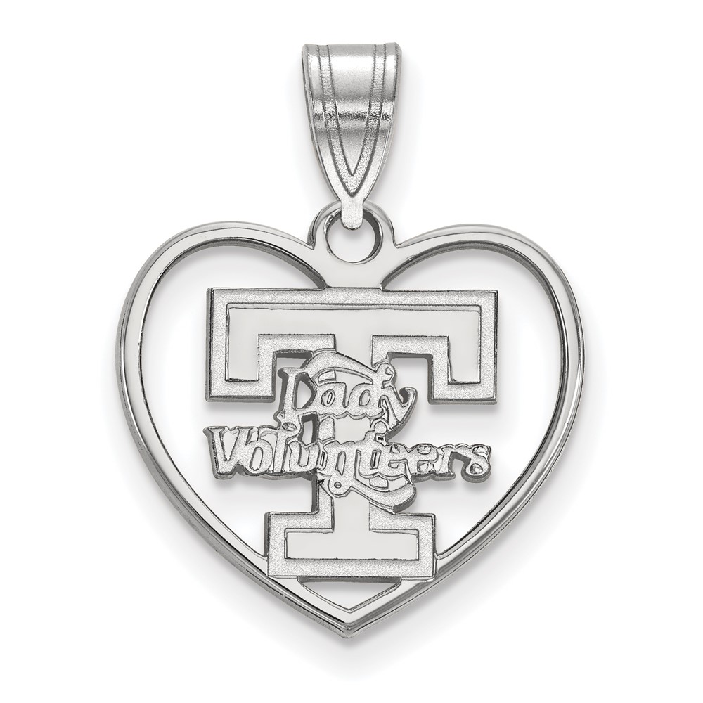 Sterling Silver Rhodium-plated LogoArt University of Tennessee Lady Volunteers Heart Pendant