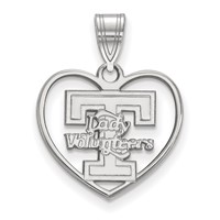 Sterling Silver Rhodium-plated LogoArt University of Tennessee Lady Volunteers Heart Pendant view 1