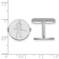 Sterling Silver Rhodium-plated LogoArt West Virginia University Mountaineer Cuff Links view 2