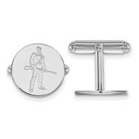Sterling Silver Rhodium-plated LogoArt West Virginia University Mountaineer Cuff Links view 1