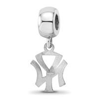 Sterling Silver Rhodium Plated Major League Baseball LogoArt New York Yankees N-y Dangle Bead view 5