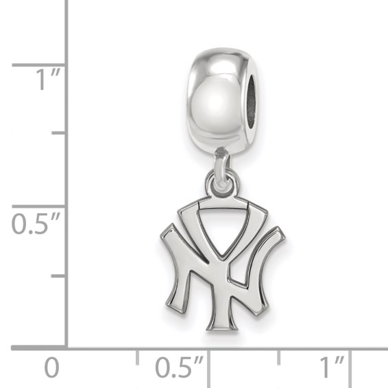 Sterling Silver Rhodium Plated Major League Baseball LogoArt New York Yankees N-Y Dangle Bead