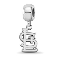 Sterling Silver Rhodium Plated Major League Baseball LogoArt St. Louis Cardinals St. L Dangle Bead view 1