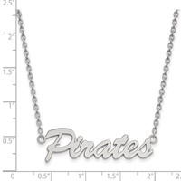 Sterling Silver Rhodium-plated LogoArt East Carolina University Pirates Script Medium Pendant Necklace, 18" view 2