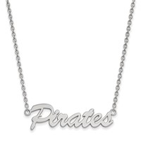 Sterling Silver Rhodium-plated LogoArt East Carolina University Pirates Script Medium Pendant Necklace, 18" view 1