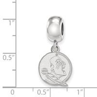 Sterling Silver Rhodium-plated LogoArt Florida State University Seminole Small Dangle Bead Charm view 3