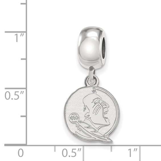 Sterling Silver Rhodium-plated LogoArt Florida State University Seminole Small Dangle Bead Charm