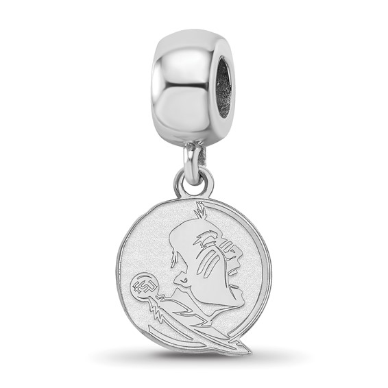 Sterling Silver Rhodium-plated LogoArt Florida State University Seminole Small Dangle Bead Charm