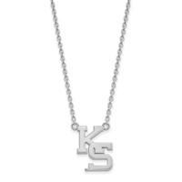 Sterling Silver Rhodium-plated LogoArt Kansas State University K-s Large Pendant Necklace, 18" view 2