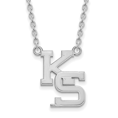 Sterling Silver Rhodium-plated LogoArt Kansas State University K-s Large Pendant Necklace, 18"