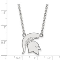 Sterling Silver Rhodium-plated LogoArt Michigan State University Spartan Large Pendant Necklace, 18" view 2