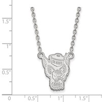 Sterling Silver Rhodium-plated LogoArt North Carolina State University Wolf Large Pendant Necklace - 18in view 2