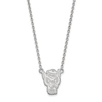 Sterling Silver Rhodium-plated LogoArt North Carolina State University Wolf Large Pendant Necklace - 18in view 1