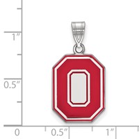 Sterling Silver Rhodium-plated LogoArt the Ohio State University Letter O Large Enameled Pendant view 2