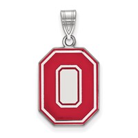 Sterling Silver Rhodium-plated LogoArt the Ohio State University Letter O Large Enameled Pendant view 1