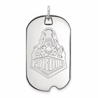 Sterling Silver Rhodium-plated LogoArt Purdue University Boilermakers Train Logo Large Dog Tag Pendant view 1