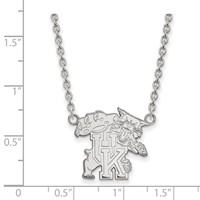 Sterling Silver Rhodium-plated LogoArt University of Kentucky U-k Wildcat Large Pendant Necklace, 18" view 2