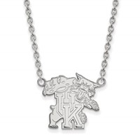 Sterling Silver Rhodium-plated LogoArt University of Kentucky U-k Wildcat Large Pendant Necklace, 18" view 1