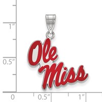 Sterling Silver Rhodium-plated LogoArt University of Mississippi Ole Miss Large Enameled Pendant view 2